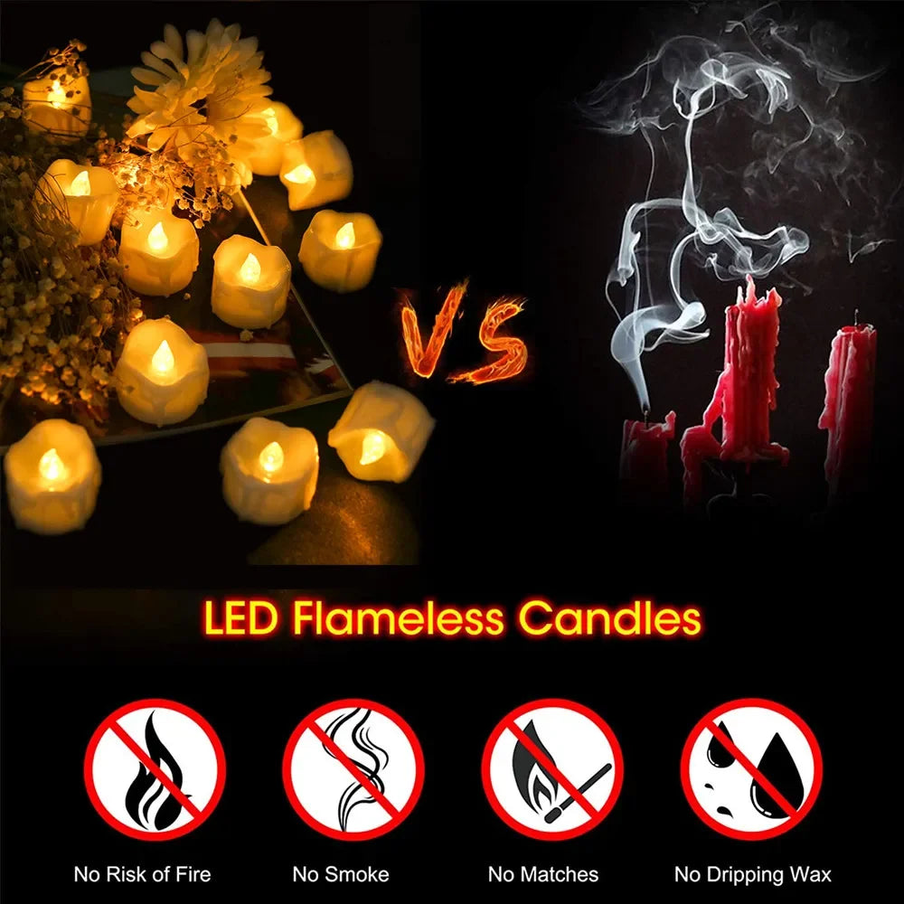 Timer Tea Lights Flameless Flickering Tealights Battery Operated LED Candles