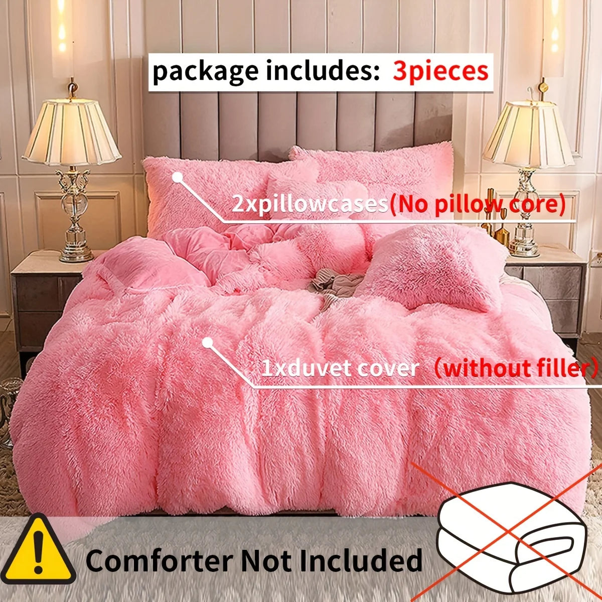 3-Piece Luxurious Plush Duvet Cover Bedding Set