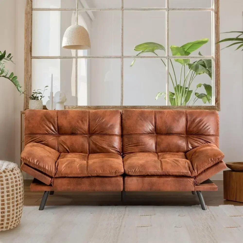 Memory Foam Leather Futon Couch/Loveseat