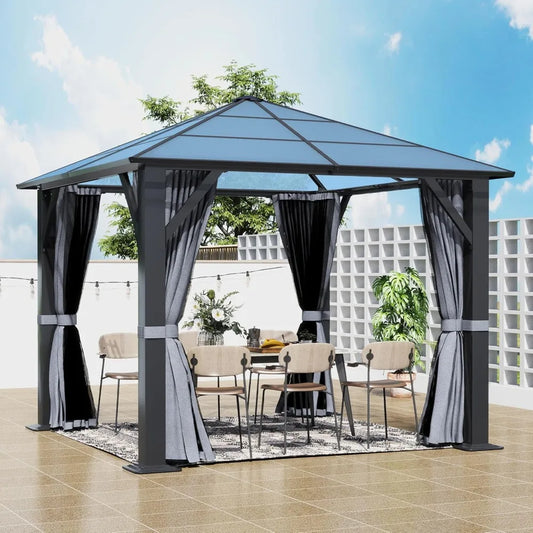 10'x10' Hardtop Gazebo with Translucent Roof, Garden Tent
