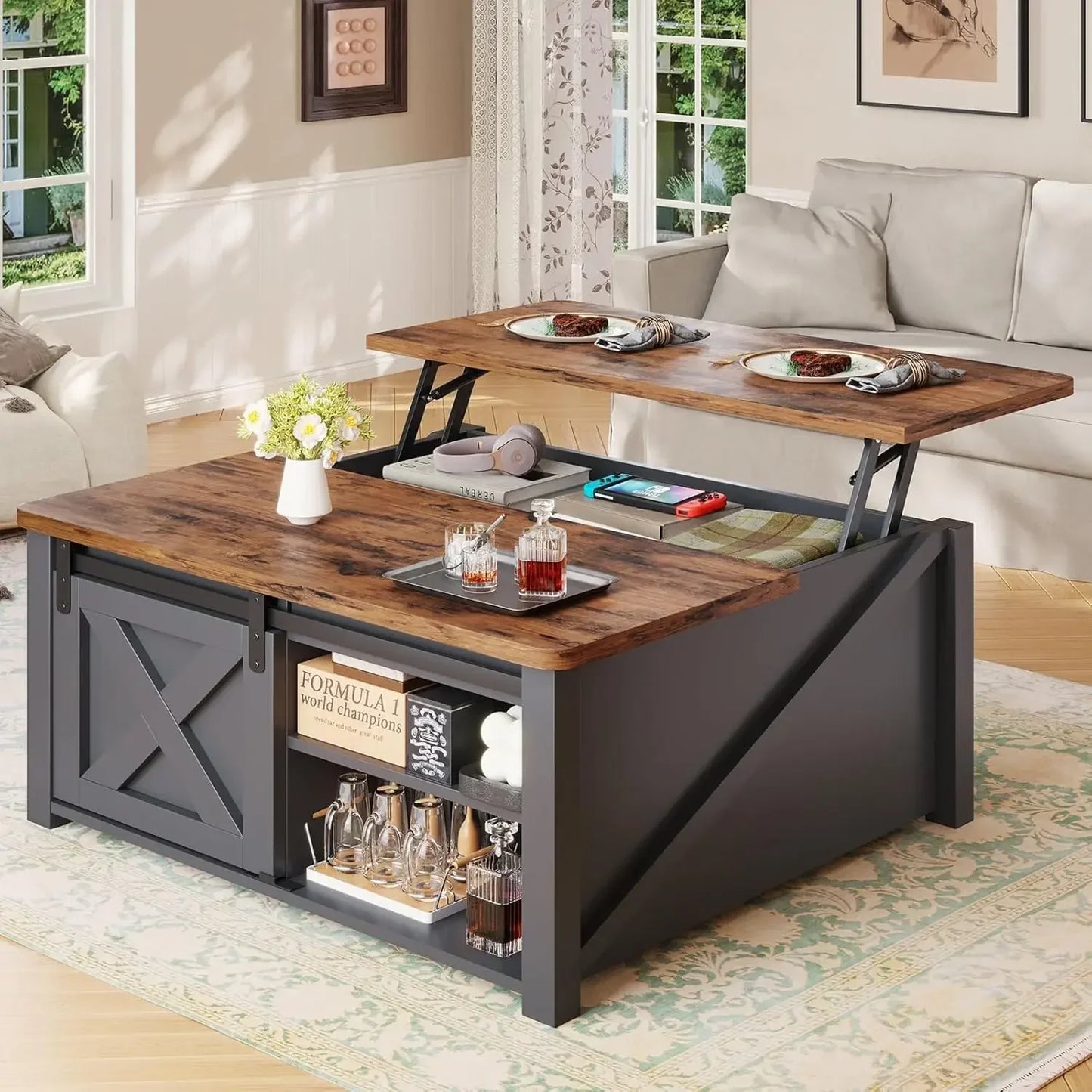 Farmhouse Lift Top Coffee Table with Storage