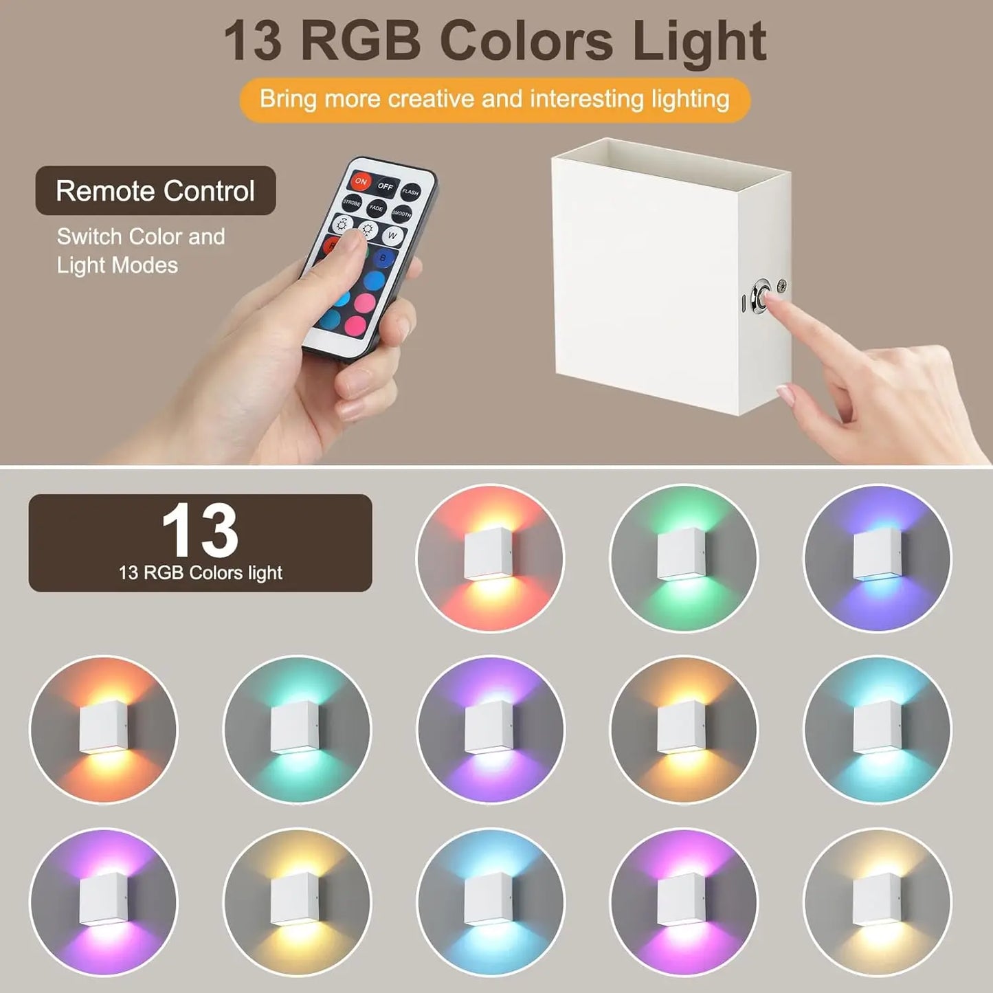 Battery Operated Wall Sconces with Remote, Rechargeable Wall Mount Lights