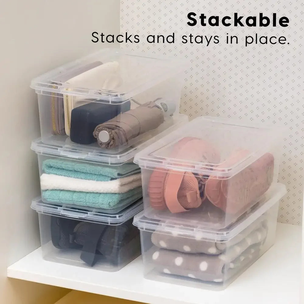 20 Pack Clear Stackable 5 Qt Plastic Storage Bins with Lids