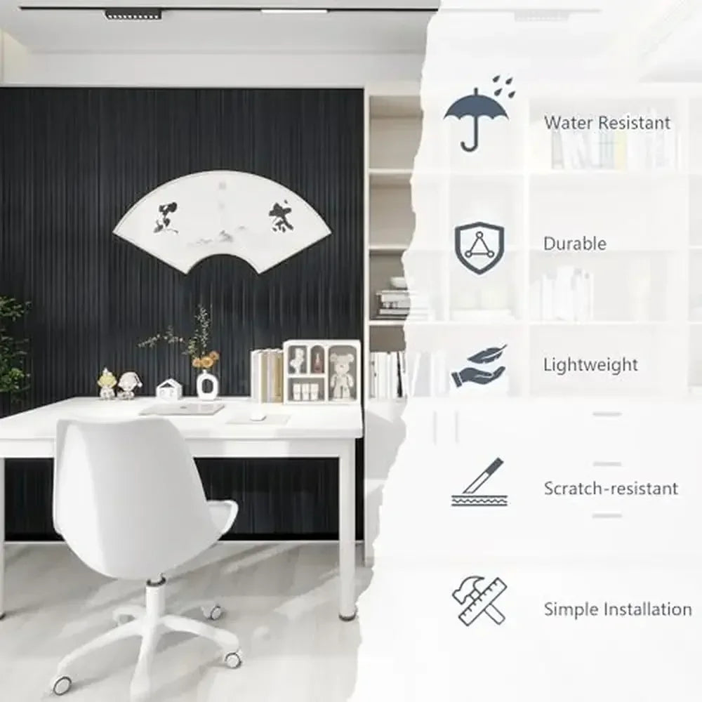 16 Pieces Textured Wood Grain Wall Panels, 3D Fluted Accent Panels Home Decor