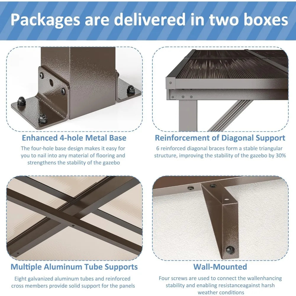 10x14 FT Gazebo, Aluminum Gazebo & Pergola Awnings, Patio, Decks
