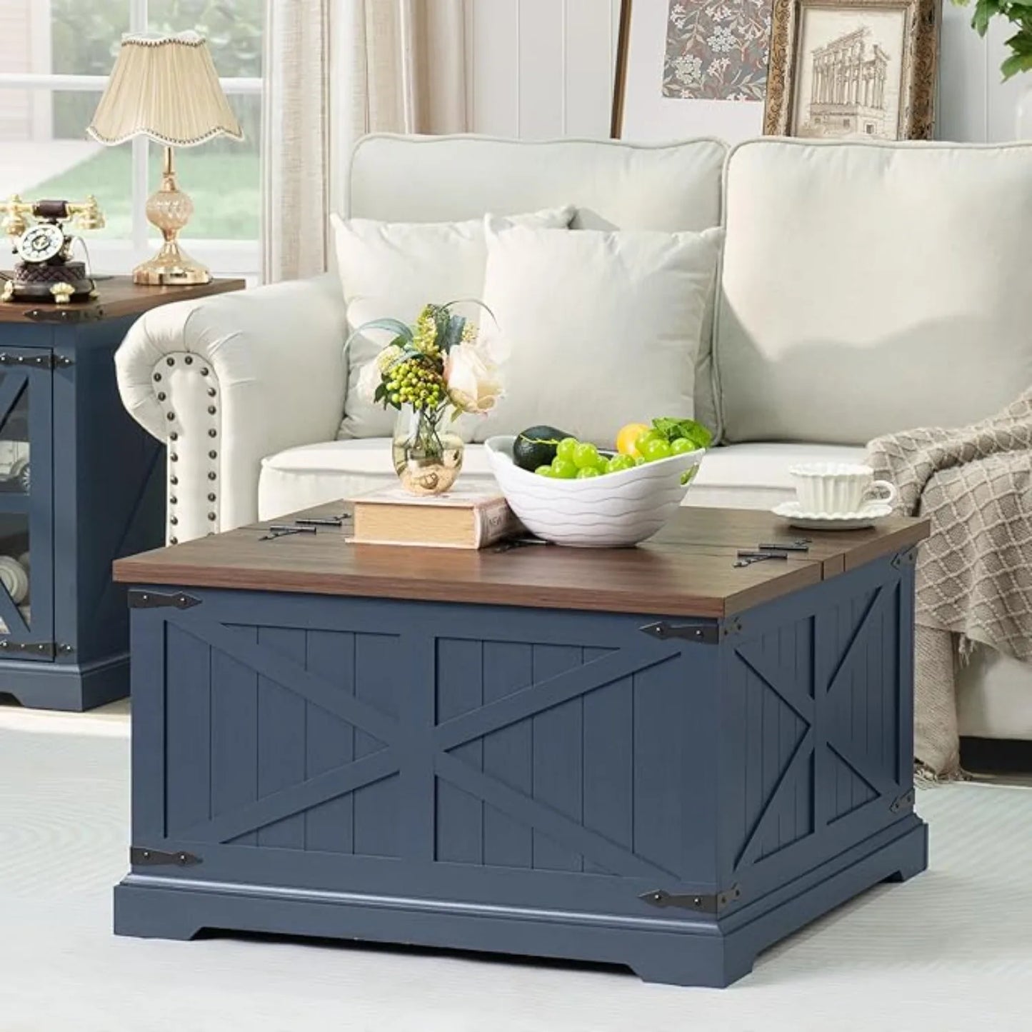 Modern Farmhouse Coffee Table, Living Room Storage