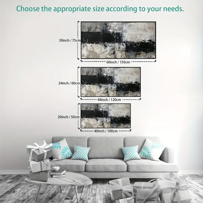 Abstract Leaf Canvas Art, Modern Wall Decor, Black and White Leaves