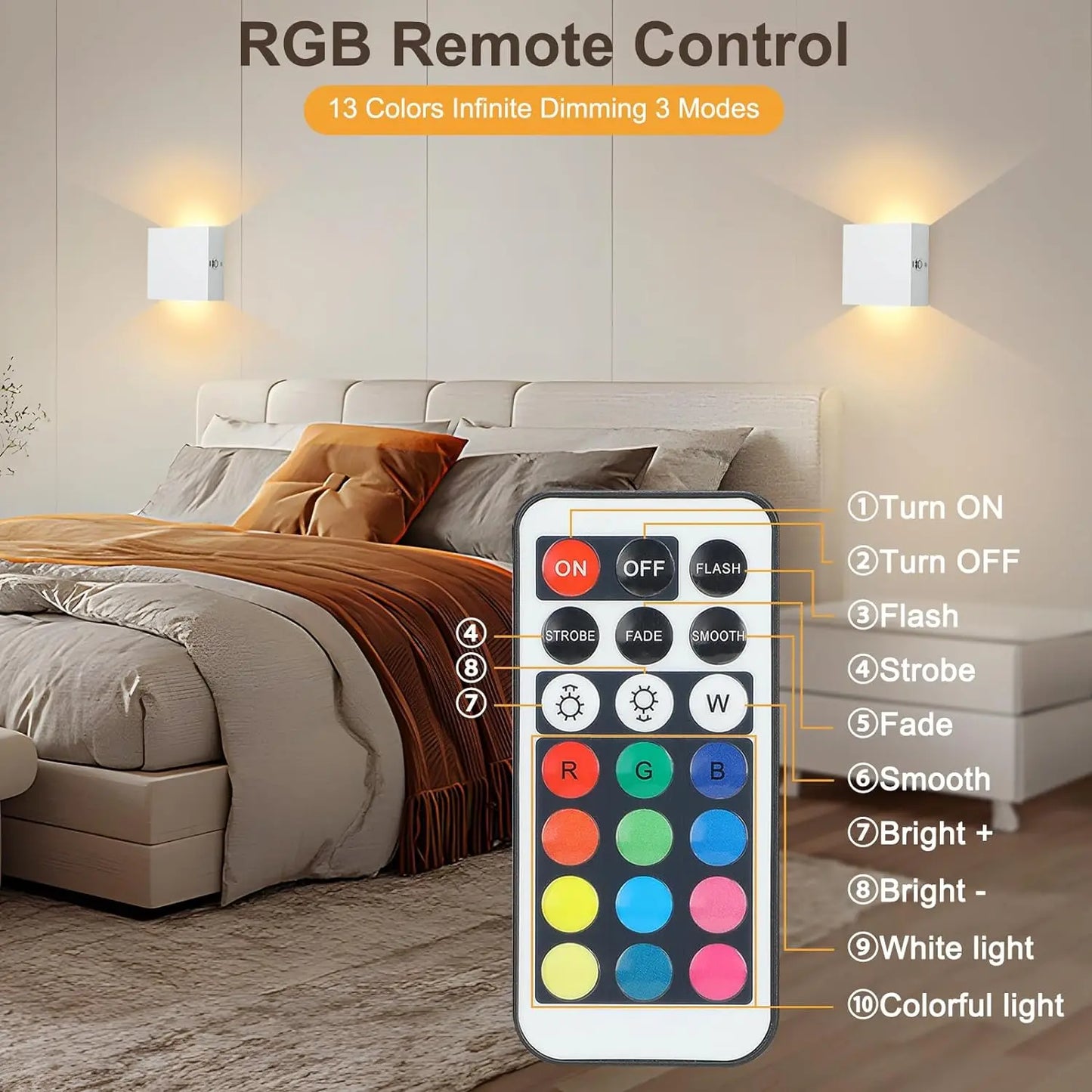 Battery Operated Wall Sconces with Remote, Rechargeable Wall Mount Lights