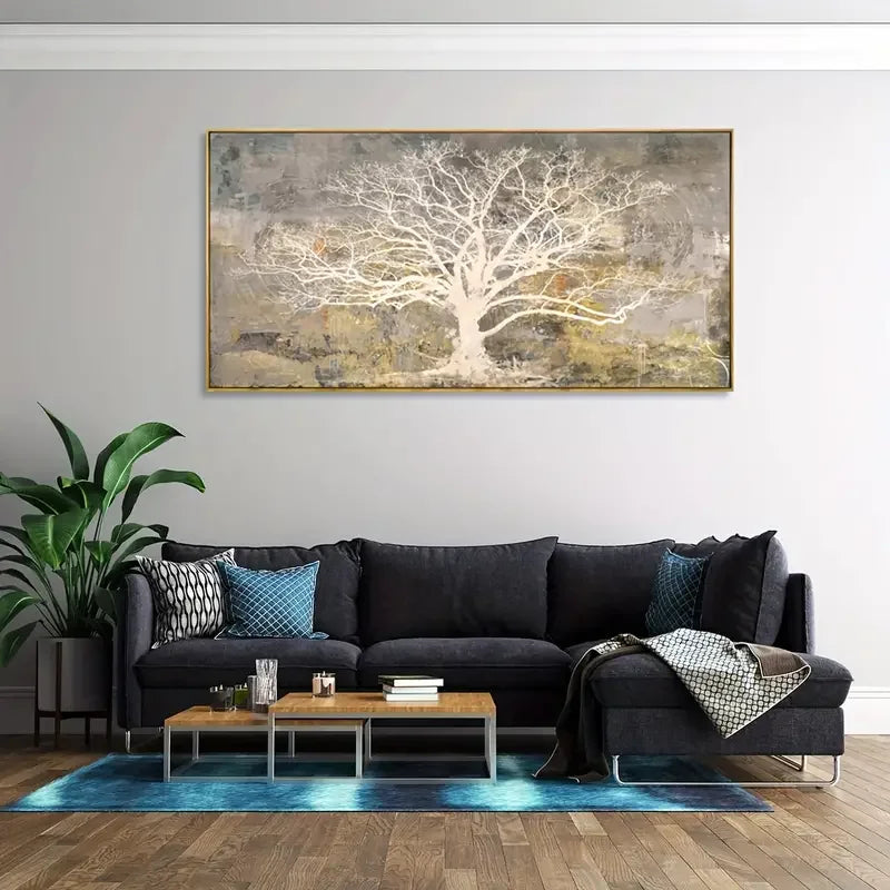 Stylish Modern Abstract, Tree Canvas Wall Art, Framed Artwork