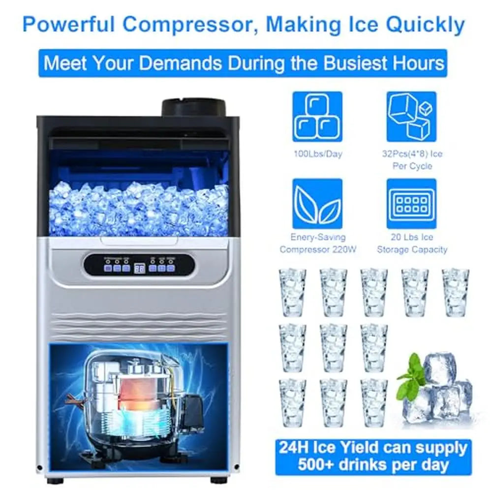 100Lbs Commercial Ice Maker Machine