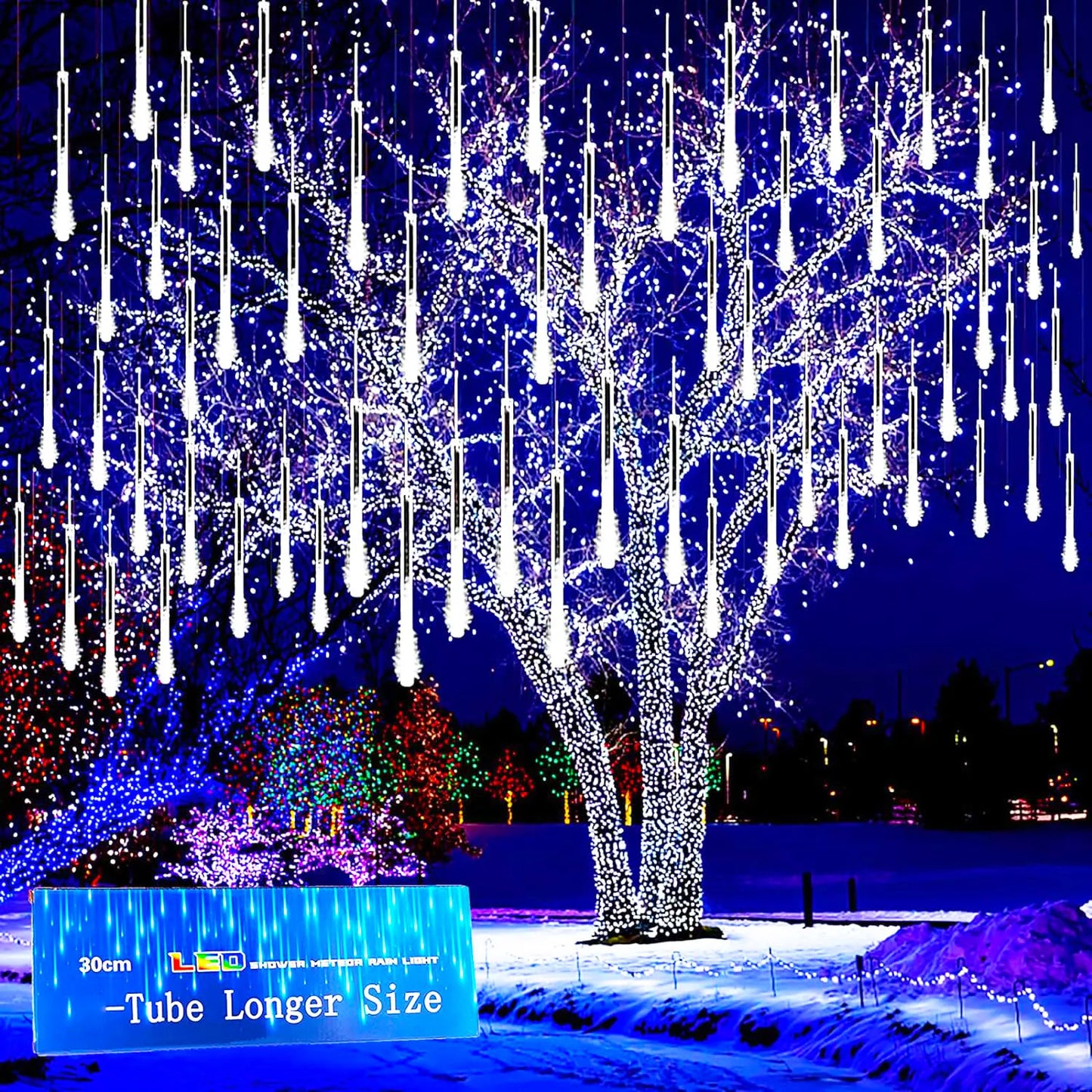 LED Meteor Shower Lights, Solar Christmas Decoration String Lights