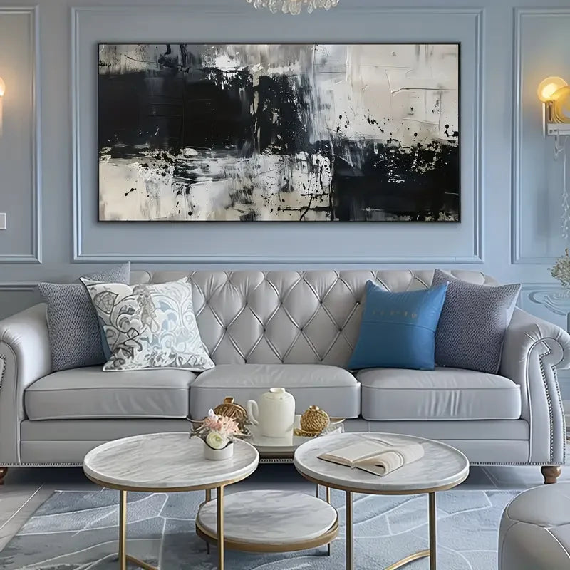 Abstract Leaf Canvas Art, Modern Wall Decor, Black and White Leaves