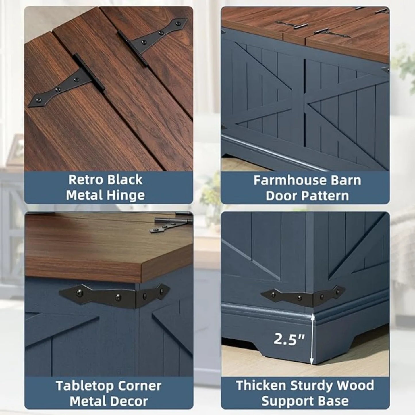 Modern Farmhouse Coffee Table, Living Room Storage