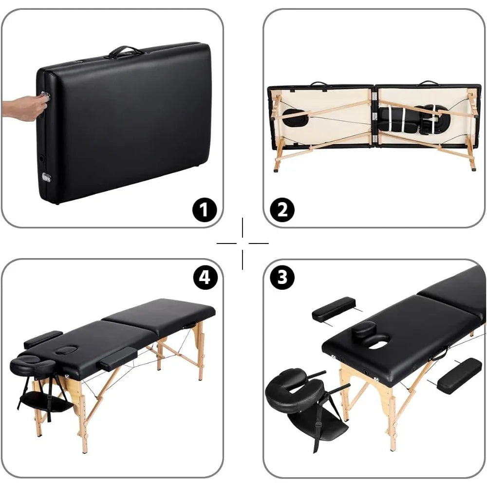Portable massage table with adjustable height