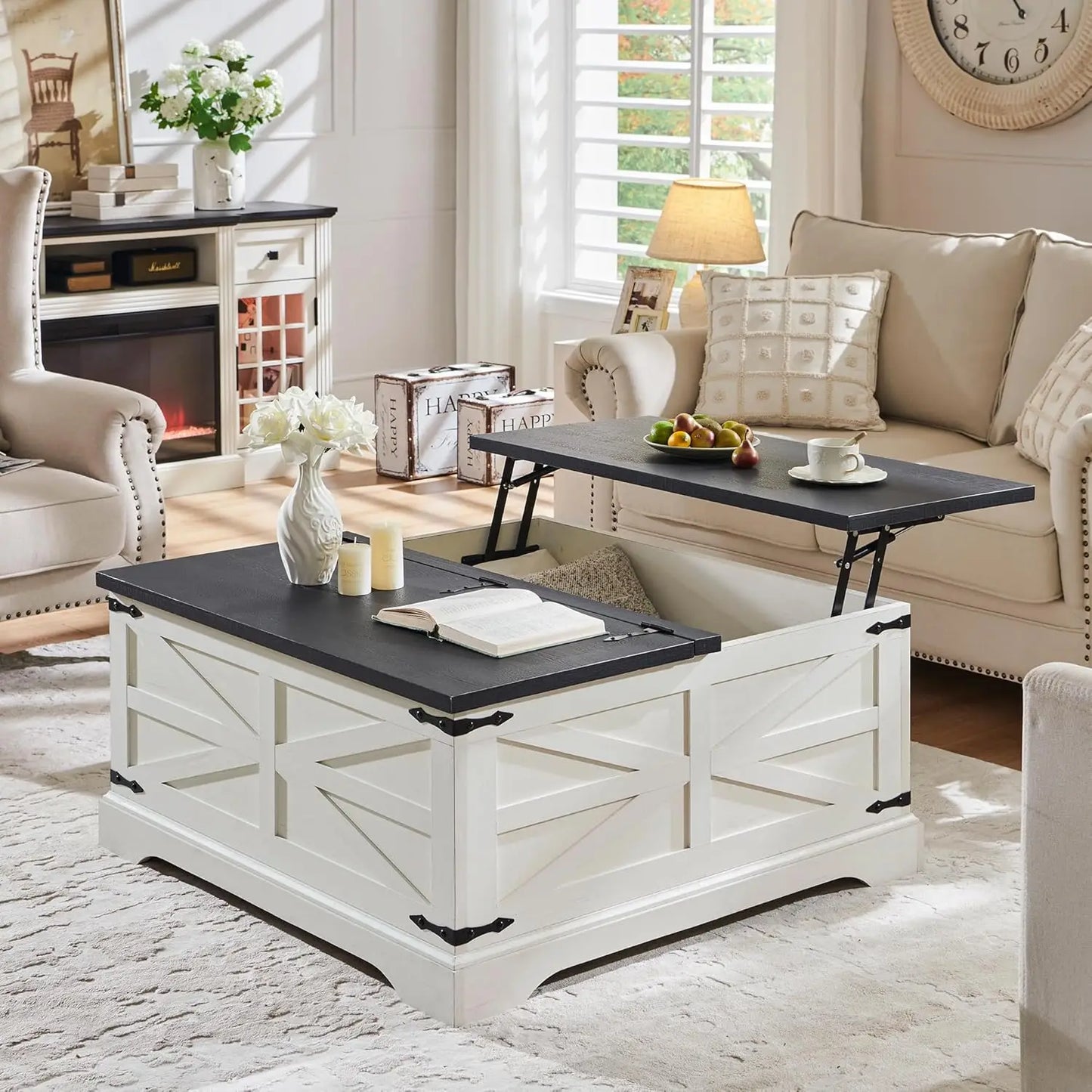 Farmhouse Lift Top Coffee Table with Storage
